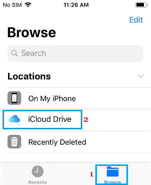 在 iPhone 文件应用程序上打开 iCloud Drive