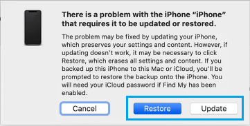 iPhone 恢复模式更新和恢复选项