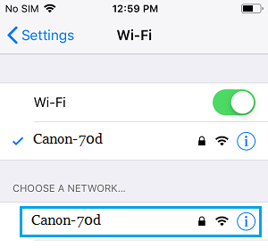 将 iPhone 连接到相机 WiFi 网络