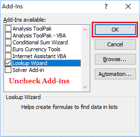 在 Windows 10 计算机上禁用 Excel 加载项