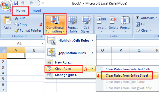 从 Microsoft Excel 工作表中清除条件格式
