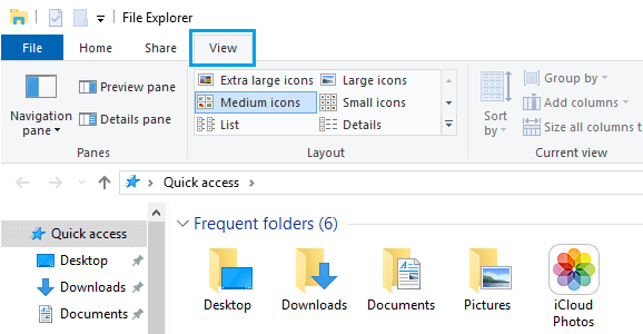 更改文件资源管理器文件夹图标大小