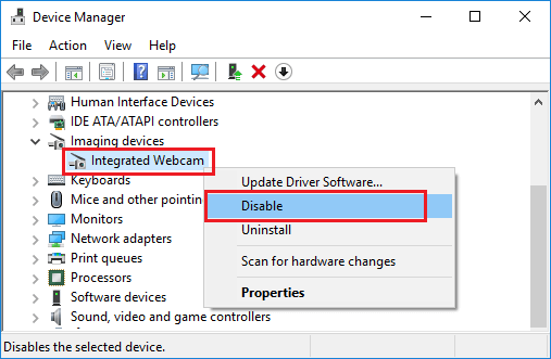 在 Windows 中使用设备管理器禁用网络摄像头