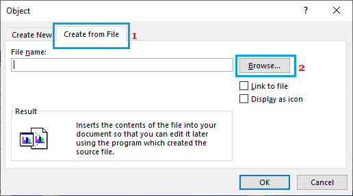 浏览 PDF 文件以插入 Excel