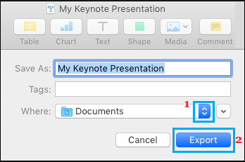 在 Mac 上选择 Keynote 演示文稿保存位置