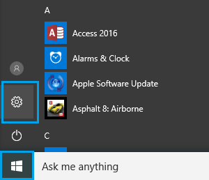 Windows 10 开始按钮和设置图标