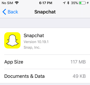 减少 Snapchat 应用程序上的文档和数据
