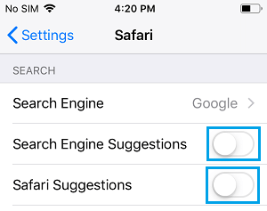 在 iPhone 上禁用 Safari 和搜索引擎建议