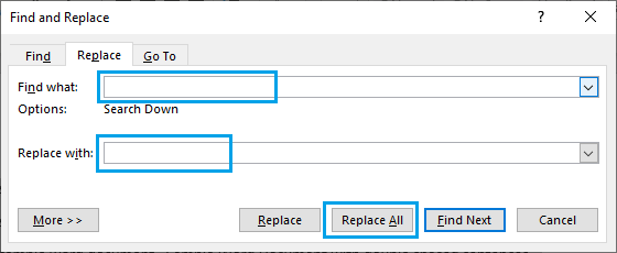 在 Microsoft Word 中查找和替换对话框