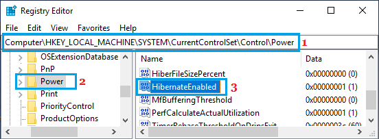 在 Windows 10 中打开 HibernateEnabled DWORD