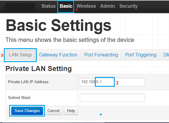 更改路由器 IP 地址