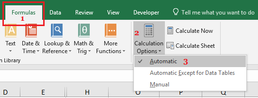 在 Excel 中将计算设置为自动模式
