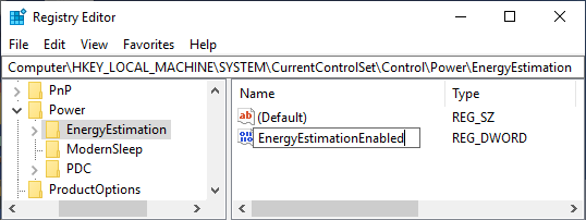 EnergyEstimationEnabled DWORD