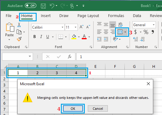 在 Excel 中合并单元格