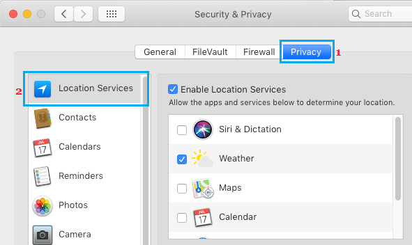 在 Mac 上启用或禁用定位服务