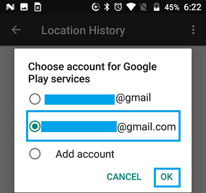 在 Android 手机上选择 Google 帐户