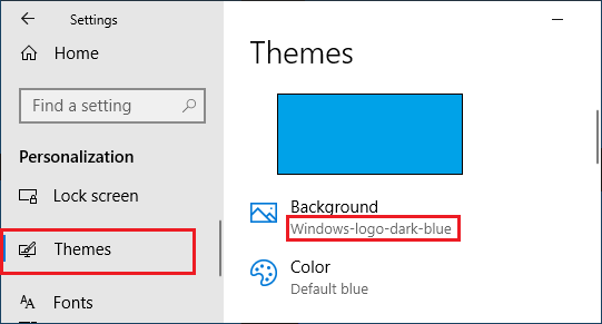 Windows 个性化屏幕上的桌面背景图像名称