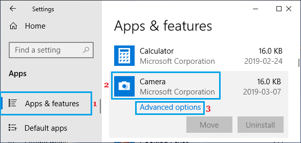 Windows 相机应用程序高级选项