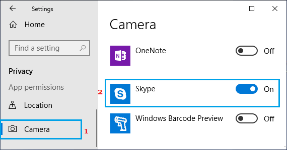 允许 Skype 访问 Windows 摄像头