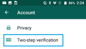 WhatsApp 中的两步验证选项