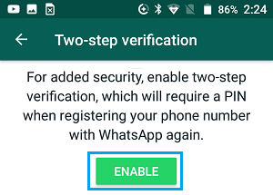 在 WhatsApp 中启用两步验证