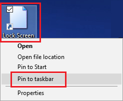 将锁定屏幕快捷方式固定到 Windows 任务栏