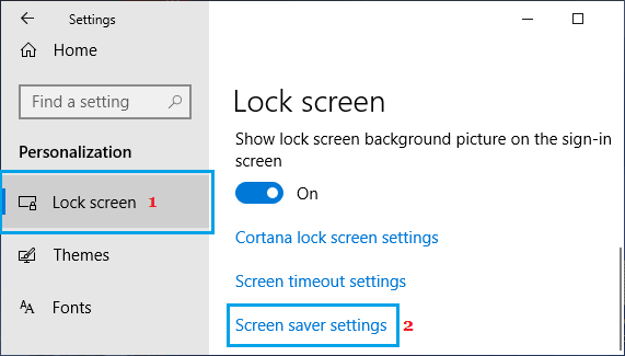 打开 Windows 屏幕保护程序设置