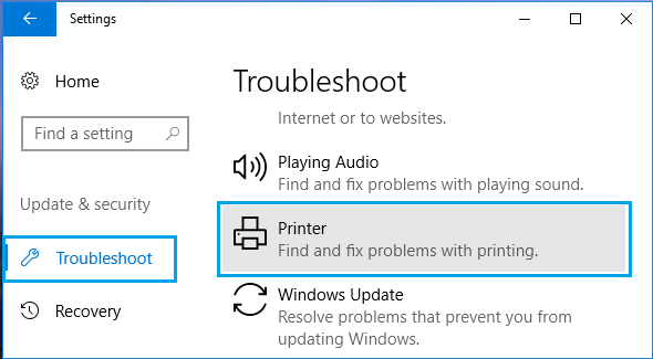 Windows 10 中的打印机选项故障排除