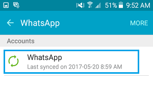 Android 手机上的 WhatsApp 帐户屏幕