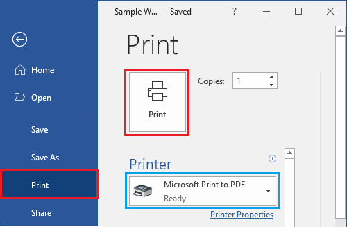 在 Windows 10 中将文档打印为 PDF