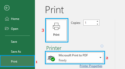 Microsoft Excel 中的“打印为 PDF”选项