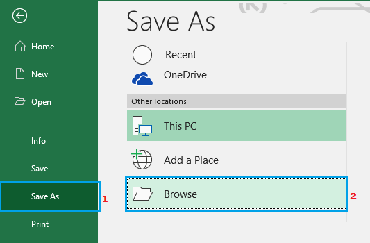 Microsoft Excel 中的另存为 PDF 选项