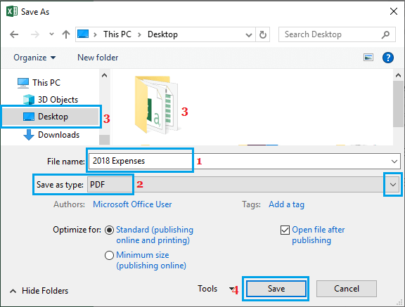 将 Excel 文件另存为 PDF