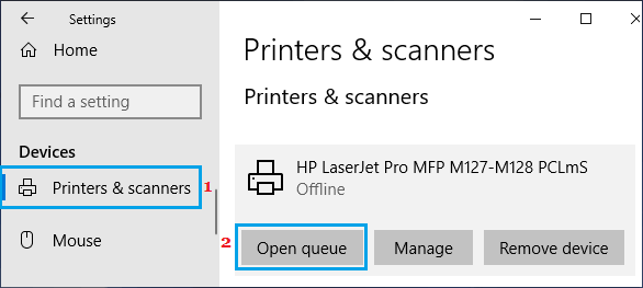 在 Windows PC 上打开打印队列 