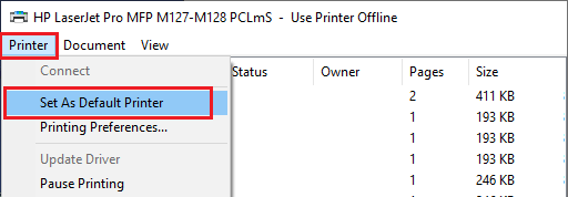 在 Windows 中设置默认打印机