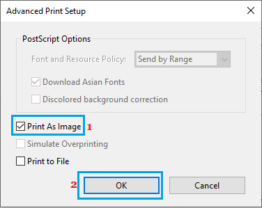 Adobe Acrobat 中的打印为图像选项