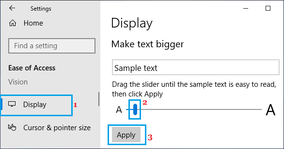 在 Windows 计算机上更改文本大小