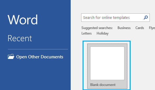 在 Microsoft Word 中打开空白文档