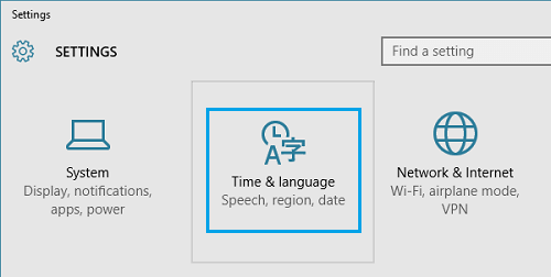 Windows PC 上的时间和语言设置选项