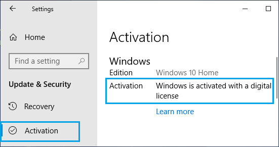 检查 Windows 10 激活状态