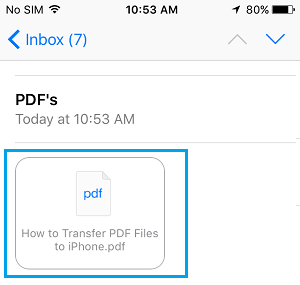 在 iPhone 上附加到电子邮件的 PDF 文件