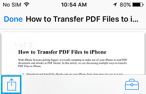 PDF 文件中的共享图标