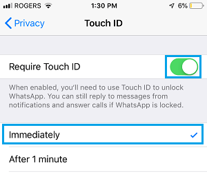 在 iPhone 上为 WhatsApp 启用 Touch ID