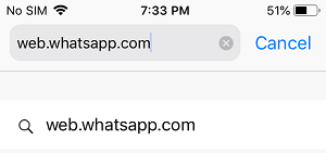 在 Safari 中输入 web.whatsapp.com