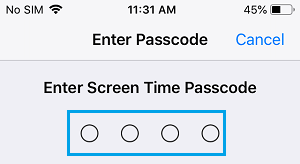 在 iPhone 上输入屏幕时间密码