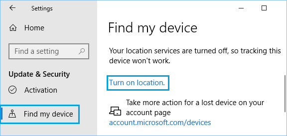 在 Windows 10 中打开位置跟踪