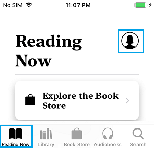iPhone 上的“正在阅读”选项卡和个人资料图标