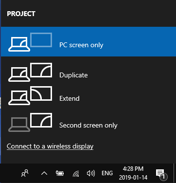 Windows 10 中的双屏显示选项
