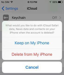 将数据和联系人备份到 iPhone 的 iCloud 选项