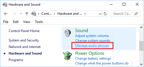 在 Windows 控制面板中管理音频选项